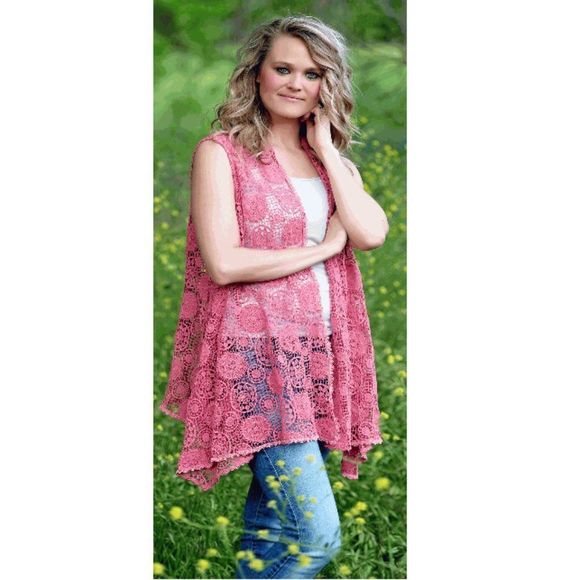 Johnny Was Jackets & Blazers - 4 Love & Liberty Augusta Crochet Vest in Primrose